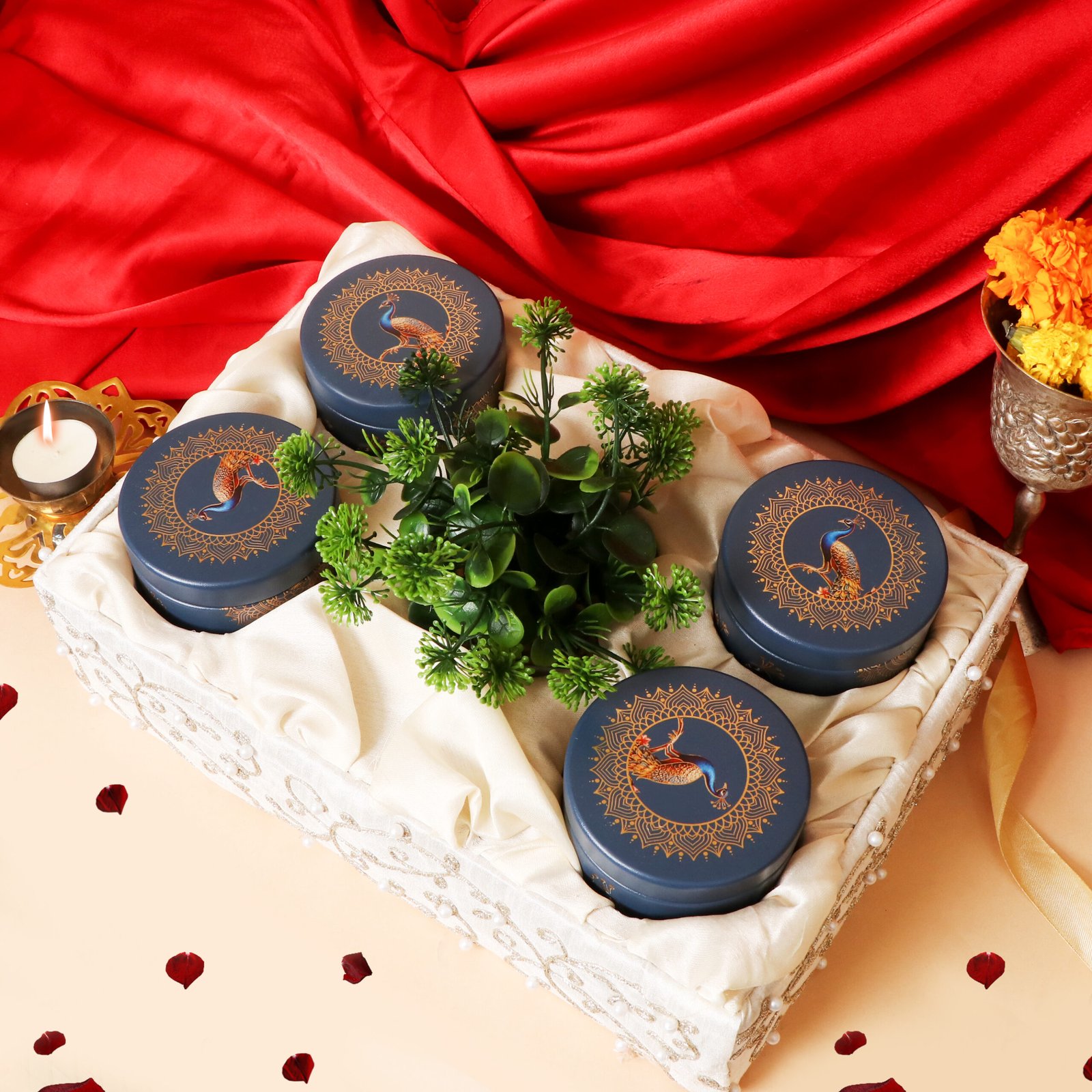 Royal Peacock Treasure Gift Box – Elegant Gift Tin with Premium Almonds, Cashews, Raisins & Apricots | Baasa Foods